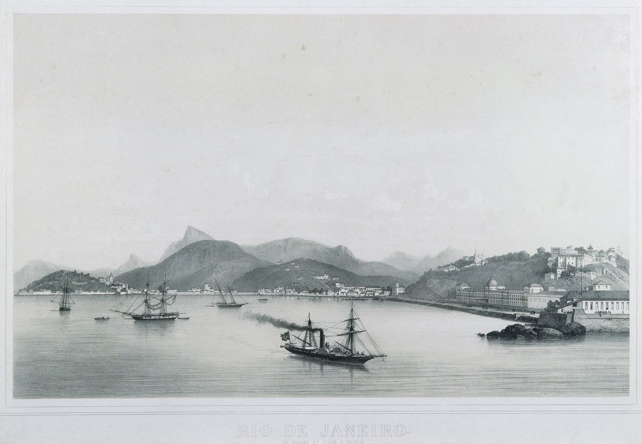 Yhdeksän panoraamanäkymää Rio de Janeiroon: Santa Beaches. Lucia Glorialle, 1862 tekijältä Philippe Benoist