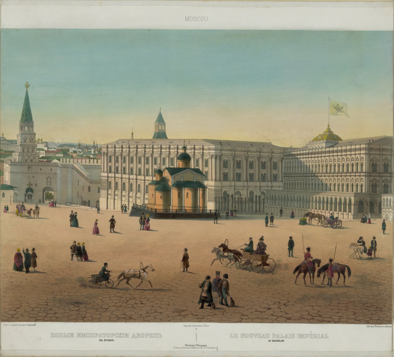 Suuri Kremlin palatsi Moskovan panoraamanäkymästä 10 osassa, n. 1848 tekijältä Philippe Benoist