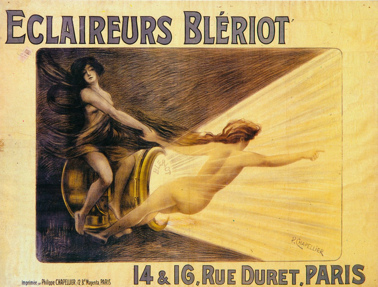 Mainos Bleriot ajovalaisimista, c1905 tekijältä Philippe Chapellier
