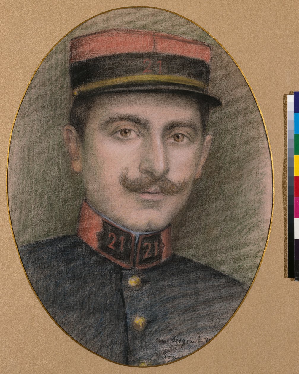 21. jalkaväkirykmentin kersantti (pastelli paperille) tekijältä Philippe Galard