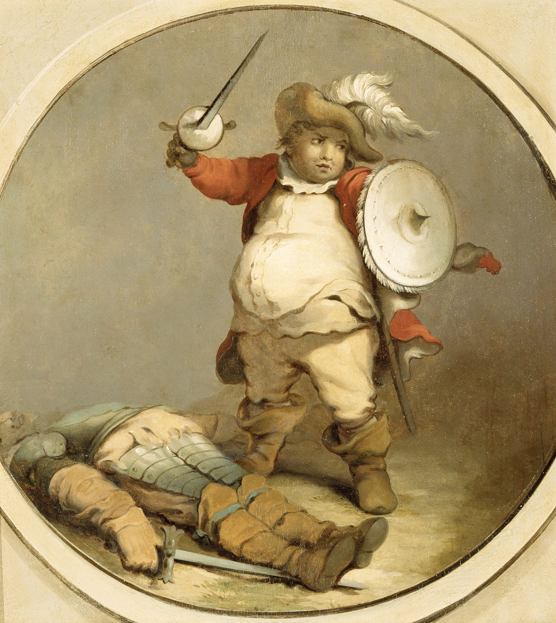 Falstaff with the Body of Hotspur, n. 1786 (öljy paperille) tekijältä Philippe Jacques de Loutherbourg