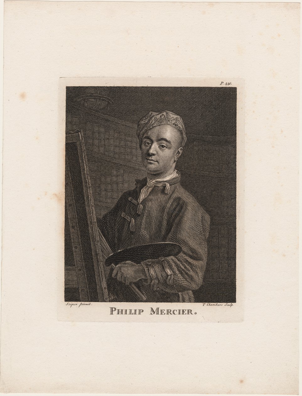 Philip Mercier, Horace Walpolen teoksesta "Anekdootit maalauksesta", kaiverrus Thomas Chambars (1724-89), n. 1770 tekijältä Philippe Mercier