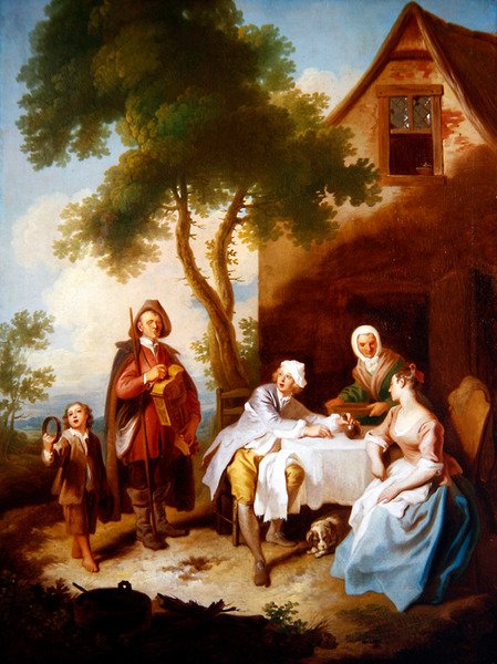 The Visit of the Minstrel (öljy kankaalle) tekijältä Philippe Mercier