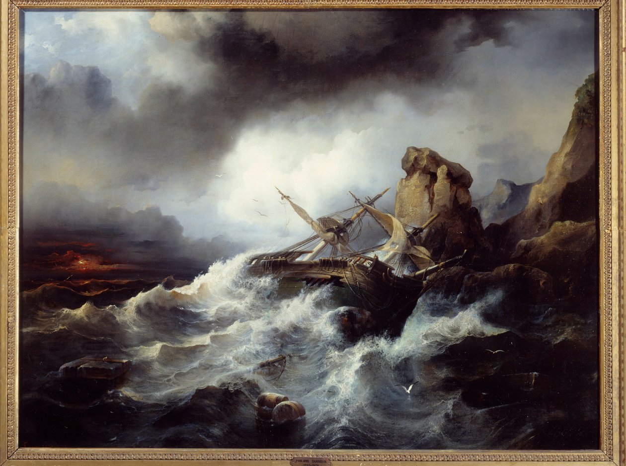 Haaksirikkouskohtaus Philippe Tanneurin (1795-1878) maalaus 1850 Brest, Musee des Beaux Arts tekijältä Philippe Tanneur
