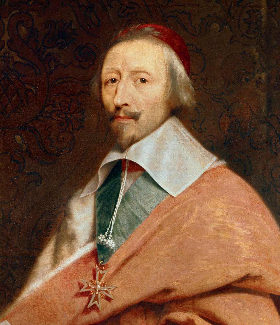 Yksityiskohta: "Armand Jean du Plessis, Cardinal de Richelieu" (1585-1642): Philippe de Champaignen (1602-1674) työpajan muotokuva tekijältä Philippe de (studio of) Champaigne