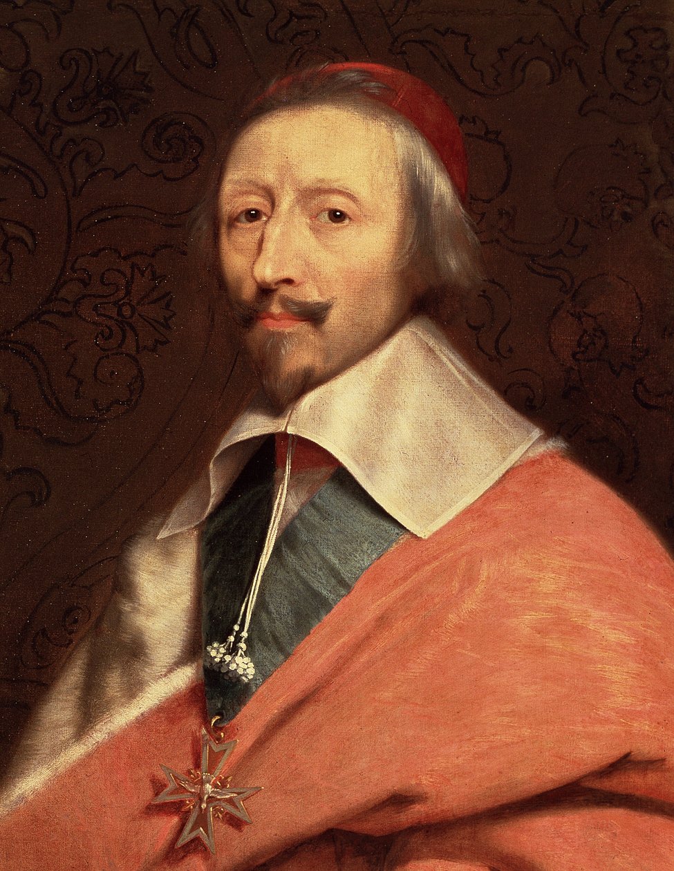 Kardinaali de Richelieun Armand Jean du Plessisin muotokuva, yksityiskohta (öljy kankaalle tekijältä Philippe de (studio of) Champaigne