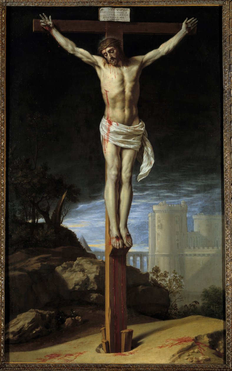 Philip of Champaignen (1602-1674) Kristus ristillä maalaus (ec.flam.) 1600-luvun Kansas City. Nelsonin galleria tekijältä Philippe de Champaigne