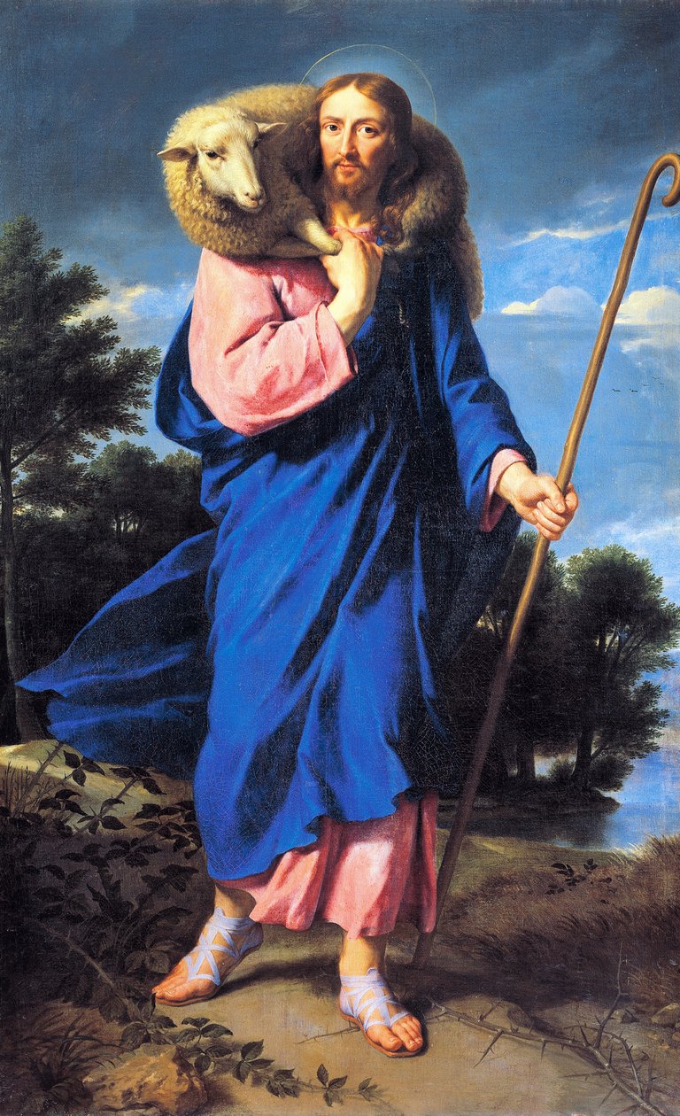 Good Shepherd, Philippe de Champaigne (1602-1674), öljy kankaalle tekijältä Philippe de Champaigne