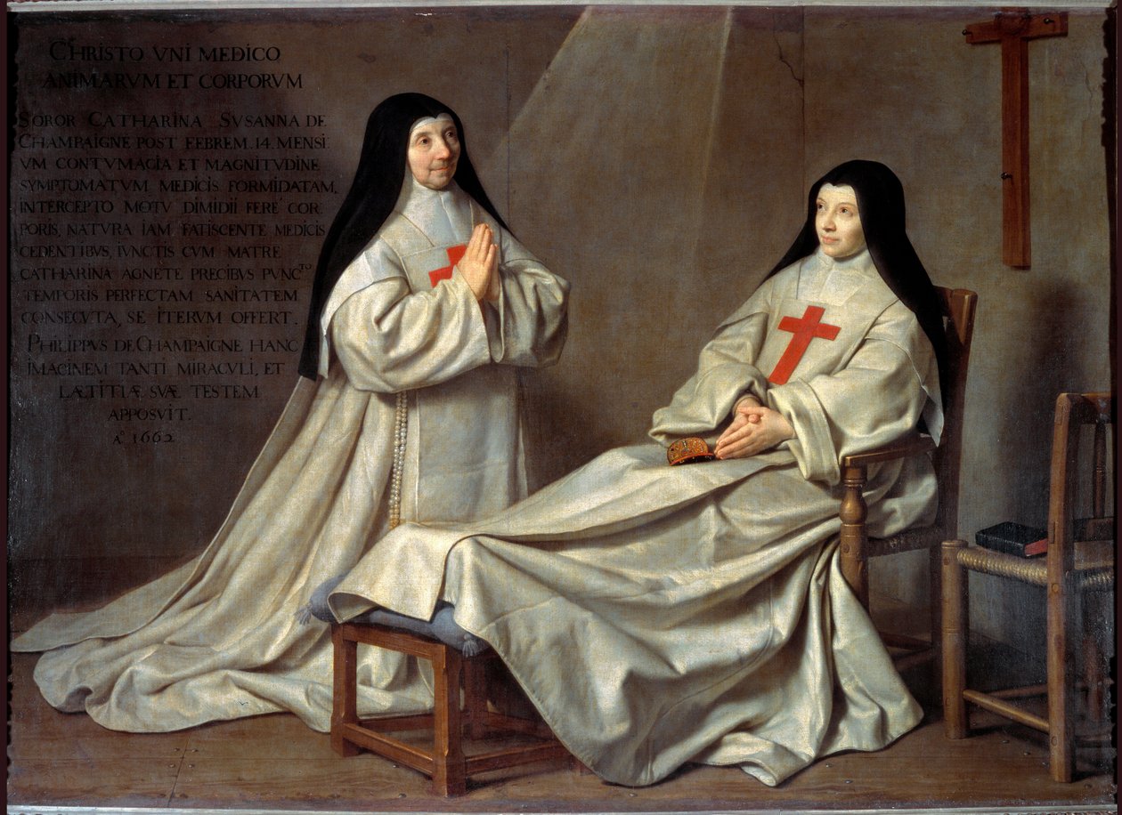 Port Royal: Äiti Catherine Agnes Arnauldin ja sisar Catherine de Sainte Suzannen muotokuva (Öljy kankaalle tekijältä Philippe de Champaigne