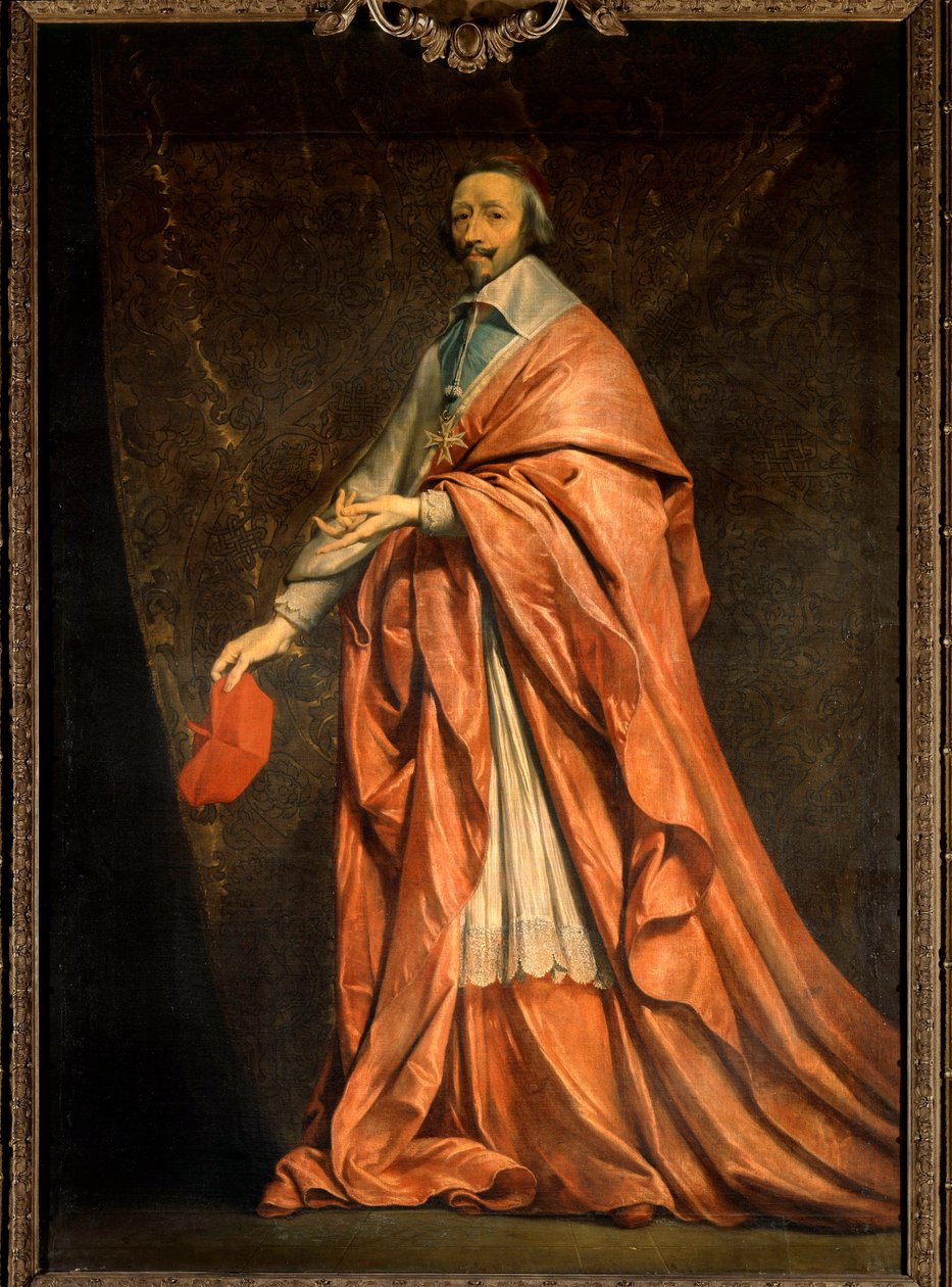 Täyspitkä muotokuva Armand Jean du Plessisistä, kardinaali de Richelieu (1585-1642), Ludvig XIII:n ministeri Philippe de Champaignen (1602-1674) maalaus 1600-luvun su. 2,22x1,55m. tekijältä Philippe de Champaigne