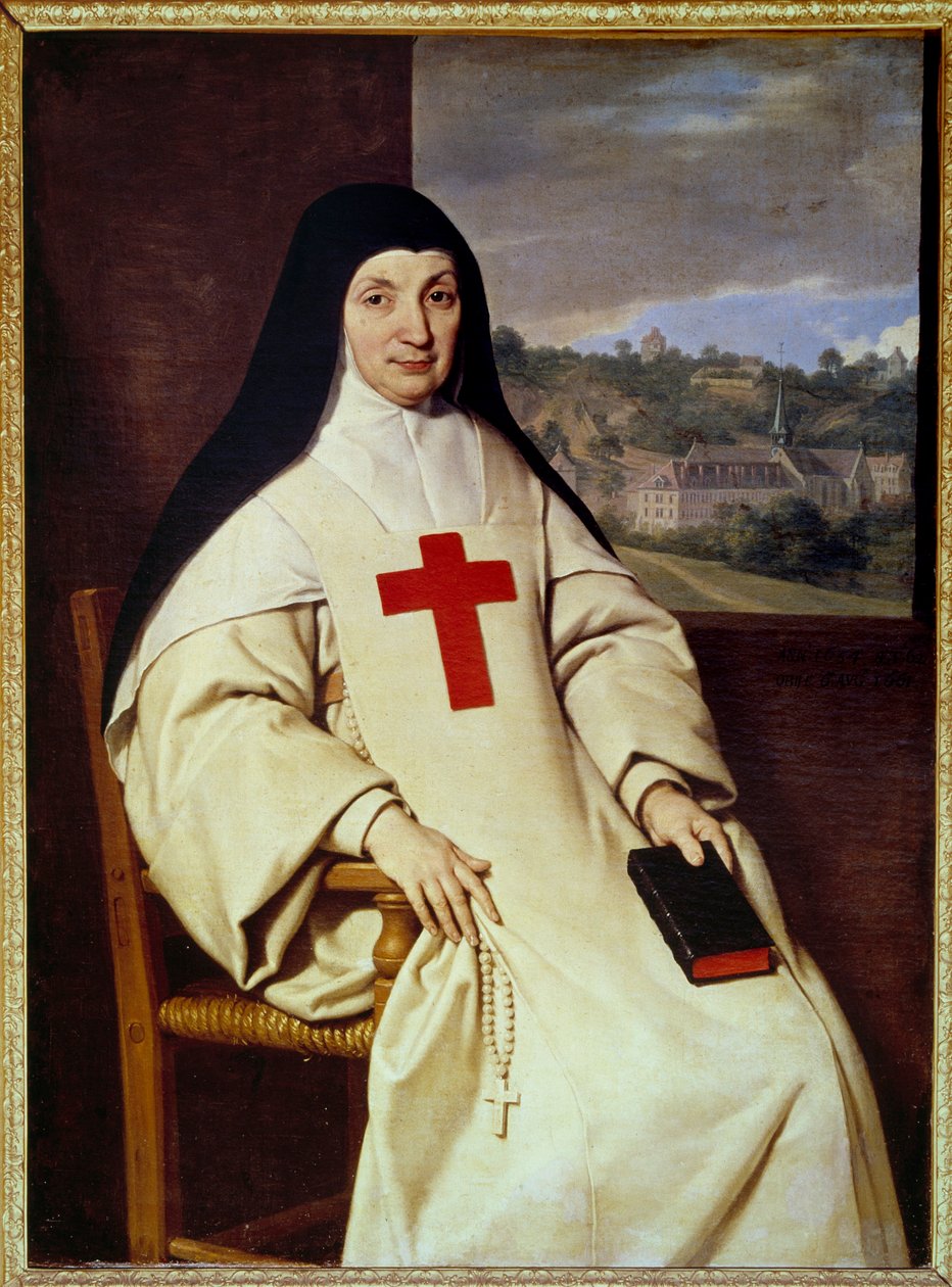 Äidin Angelique Arnauldin muotokuva Jacqueline Marie Arnauld dit Angelique Arnauld (1591-1661), Port Royal des champsin (Port-Royal-des-Champs) luostari, ranskalaisen jansenismin hahmo”” Philippe de Champaignen (1602-1674) maalaus tekijältä Philippe de Champaigne