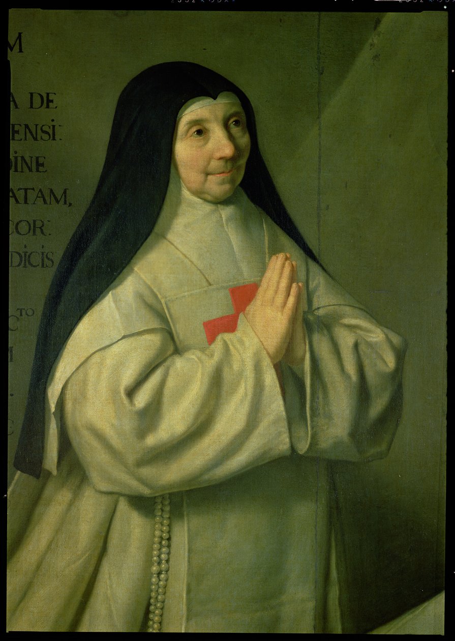 Äiti Catherine-Agnes Arnauldin muotokuva 1593-1671 1662 yksityiskohta kuvasta 89736 tekijältä Philippe de Champaigne