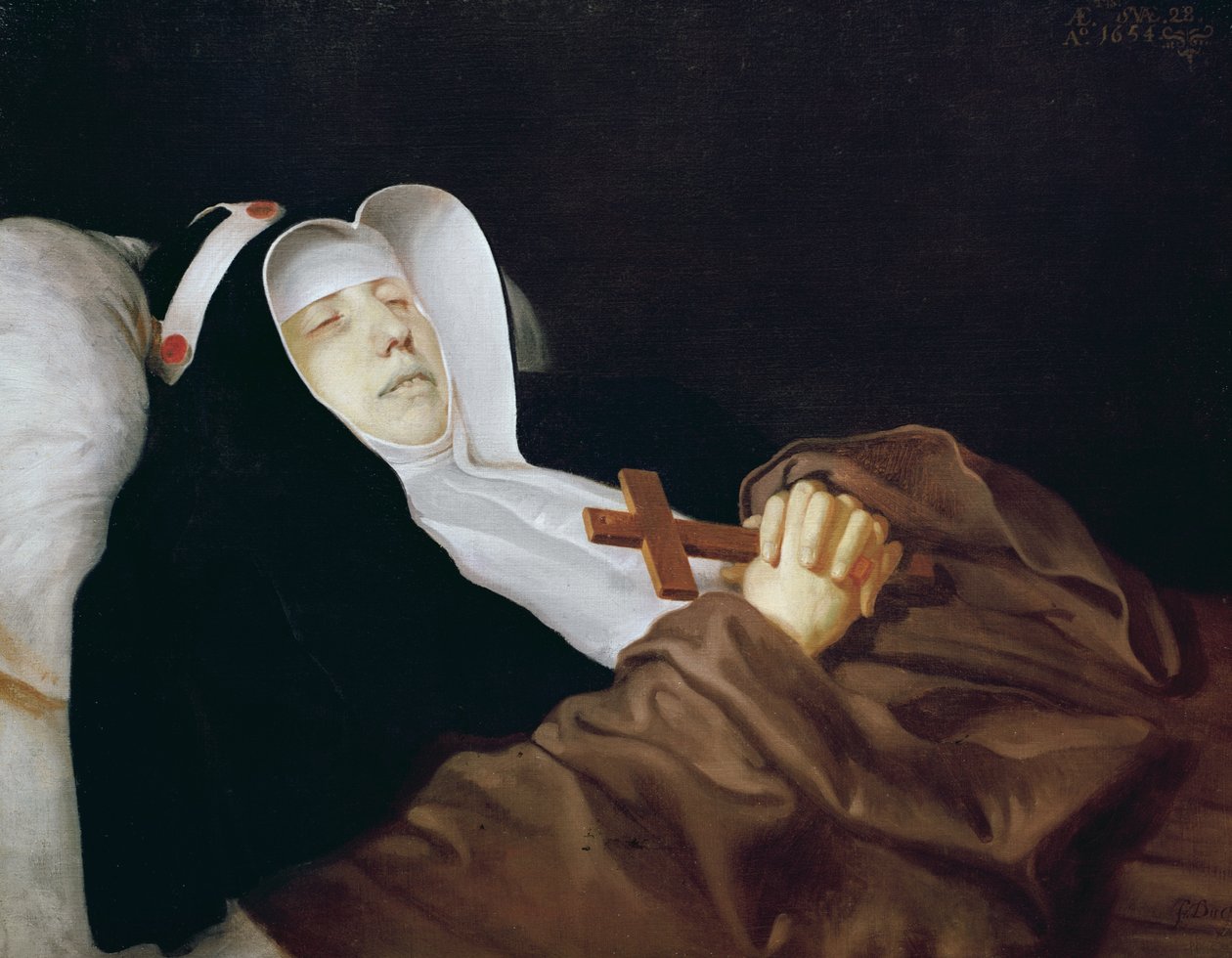 Pyhän Birgitan uskonnollinen ritarikunta kuolinvuoteella, 1634 tekijältä Philippe de Champaigne
