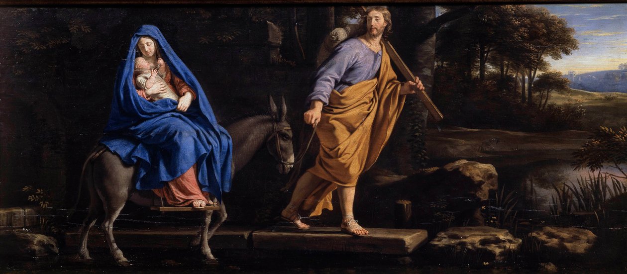 Lento Egyptissä Philip of Champaignen (1602-1674) maalaus 1656 Senlis, Taide- ja arkeologian museo tekijältä Philippe de Champaigne