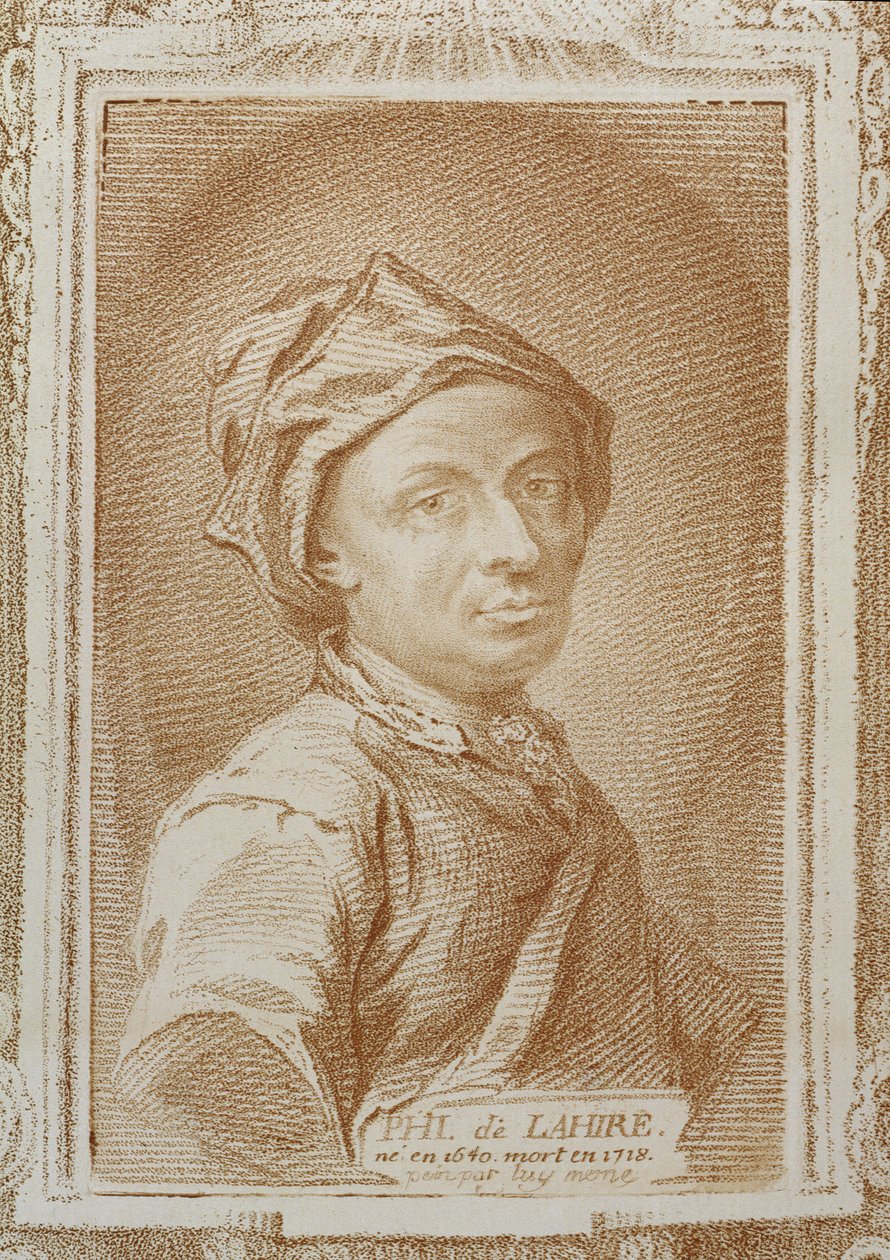Philippe de la Hiren (1640-1718) omakuva, kuvitus Alexandre Saverienin (1720-1805) teoksesta "Histoire des Mathematiciens", julkaistu Pariisissa 1766 tekijältä Philippe de la Hire