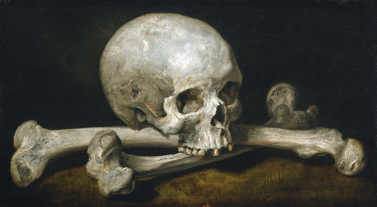 Memento Mori pääkalloineen, 1650-63 tekijältä Philips Gysels