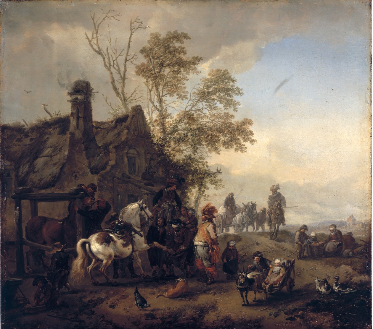 Kirjallinen hevonen pajan ulkopuolella tekijältä Philips Wouwerman