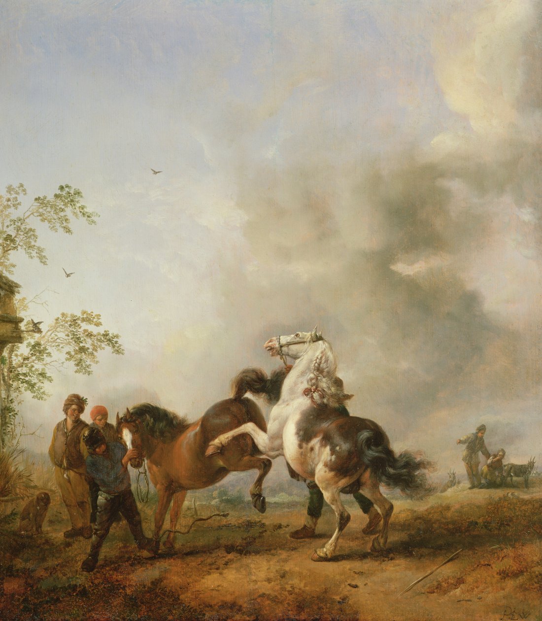 Tamma ja ori talon edessä tekijältä Philips Wouwerman