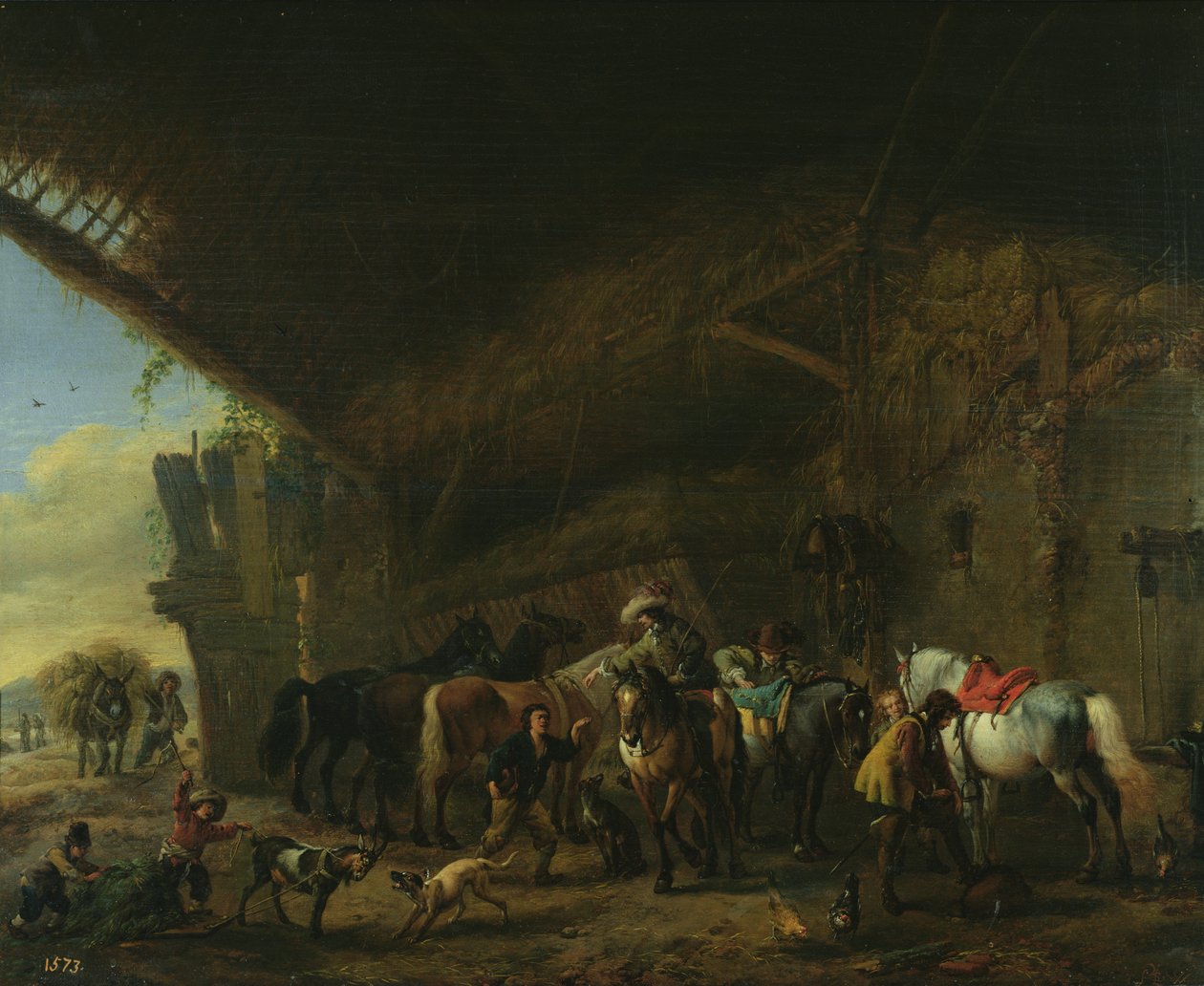 Majatalon edessä tekijältä Philips Wouwerman