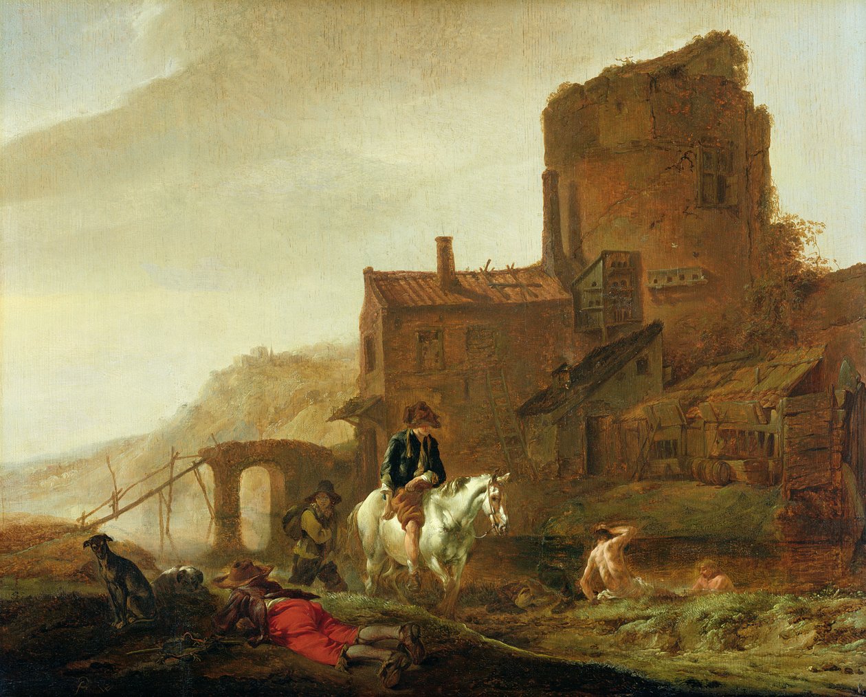 Ratsastaja ja kylpejä tekijältä Philips Wouwerman