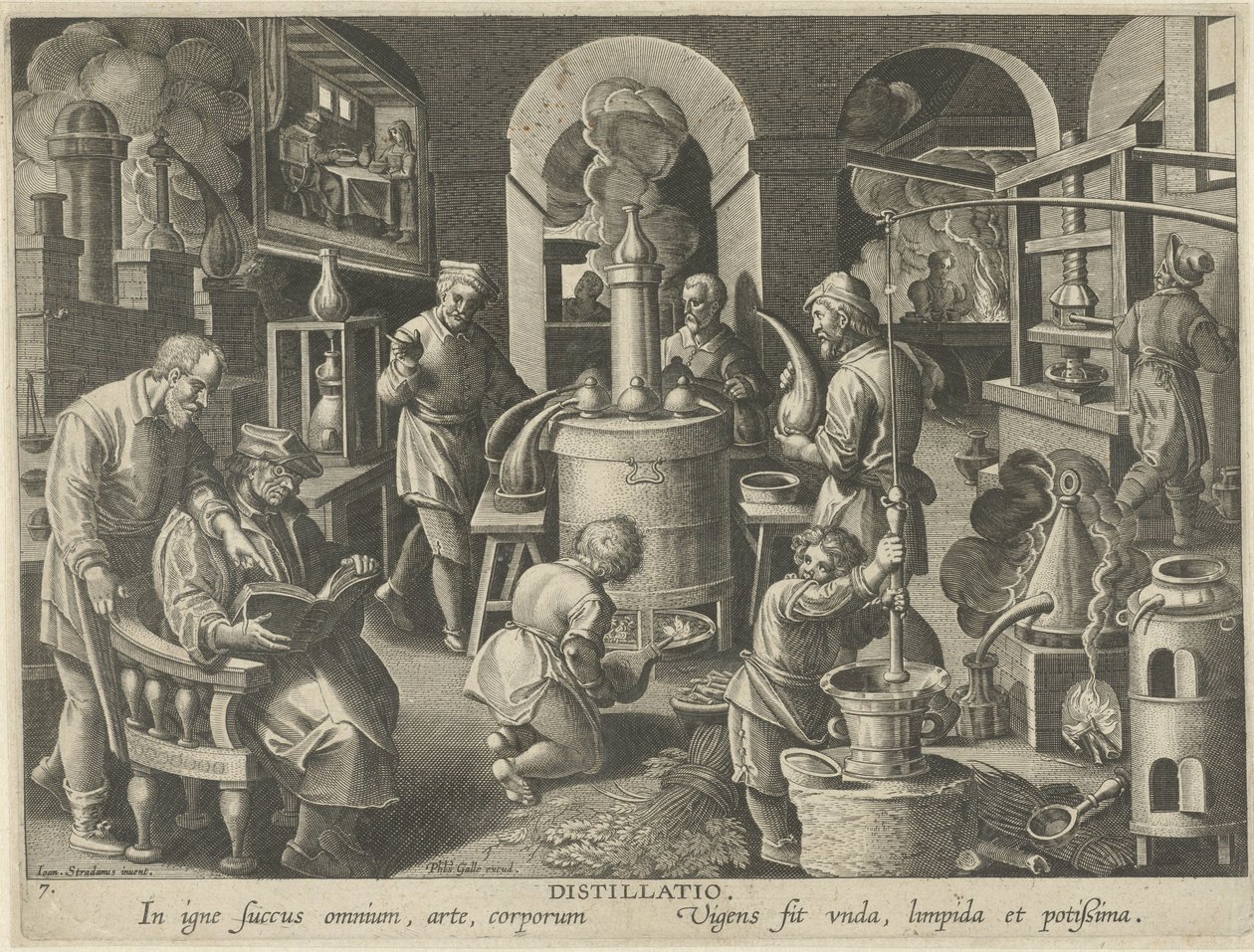 Tislaus Tislaus (otsikko esineessä) Uusia keksintöjä ja löytöjä (sarjan nimi) Nova Reperta (sarjan nimi) tekijältä Philips Galle (attributed to workshop of)