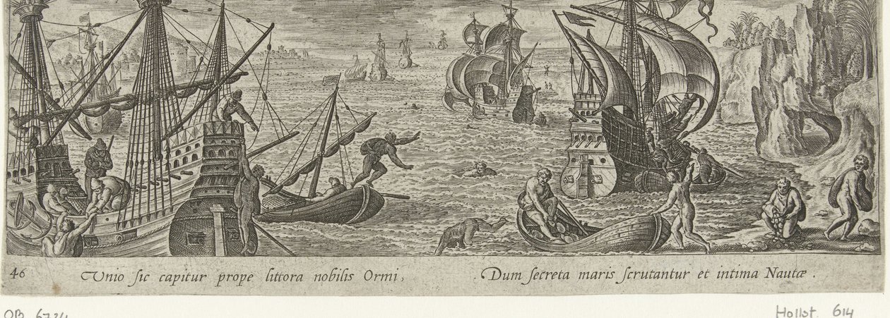 Oestervangst Jacht en visvangst (sarjan nimi) Metsästys, kalastus ja metsästystyypit (sarjan nimi) tekijältä Philips Galle (attributed to workshop of)