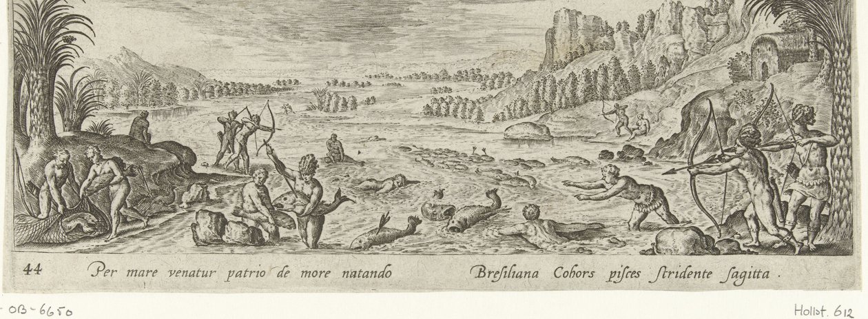 Kalastus intiaanien keskuudessa Metsästys ja kalastus (sarjan nimi) Venationes, Piscationes et Aucupii Typi (sarjan nimi) tekijältä Philips Galle (attributed to workshop of)