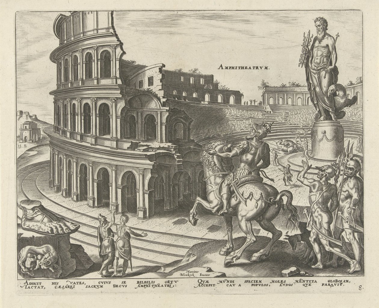 Colosseum Roomassa Amfiteatteri (otsikko esineessä) Maailman kahdeksan ihmettä. (sarjan nimi) tekijältä Philips Galle