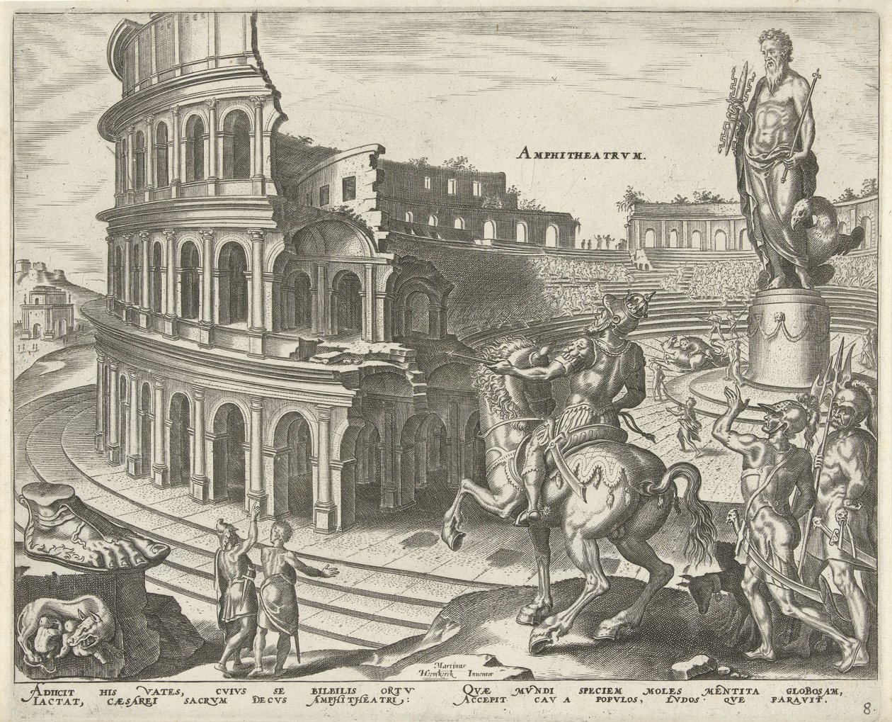 Colosseum Roomassa Amfiteatteri (otsikko esineessä) Maailman kahdeksan ihmettä. (sarjan nimi) tekijältä Philips Galle