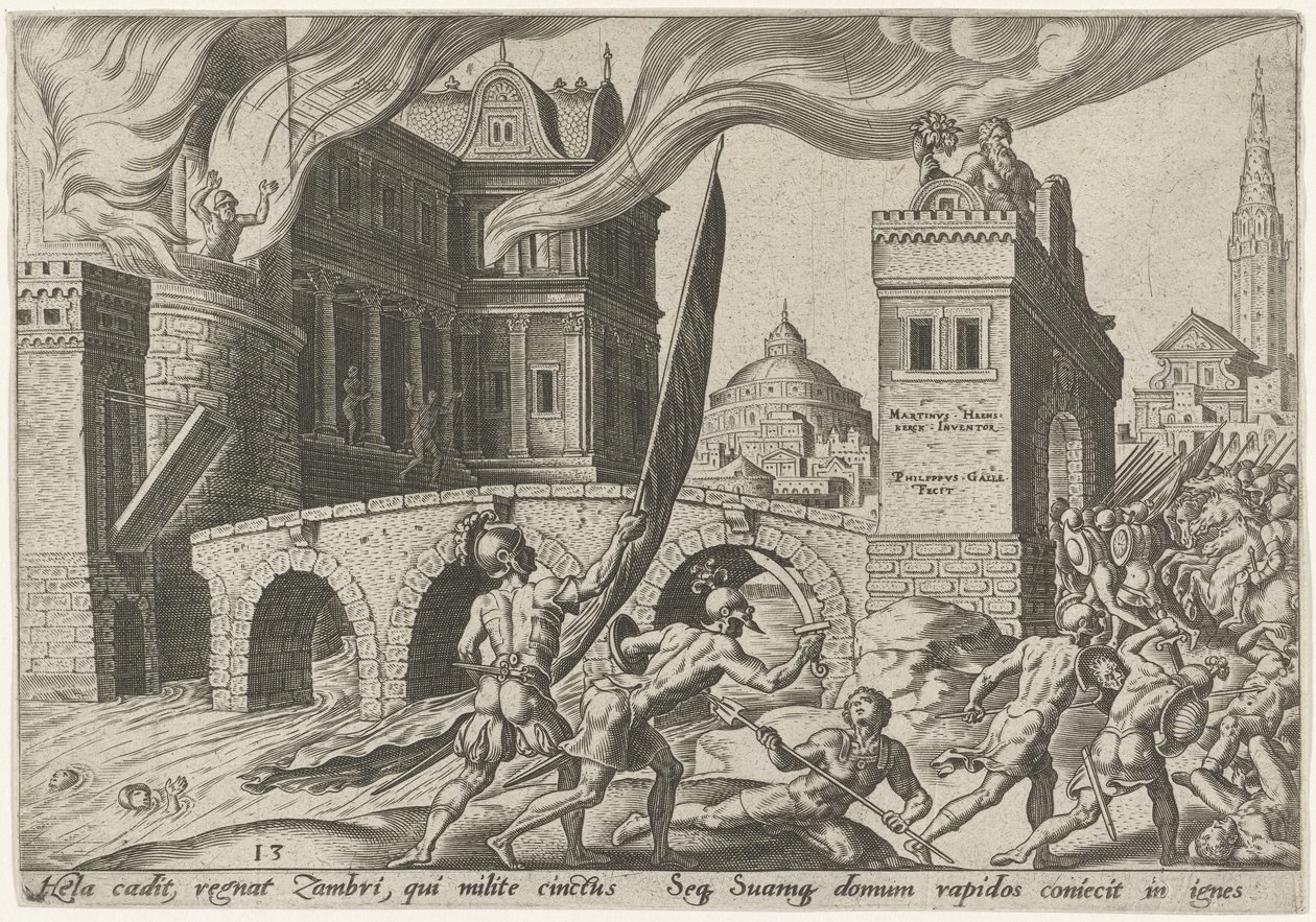 Tirzan valtaaminen The Days of Doom of the Jewish People (sarjan nimi) tekijältä Philips Galle