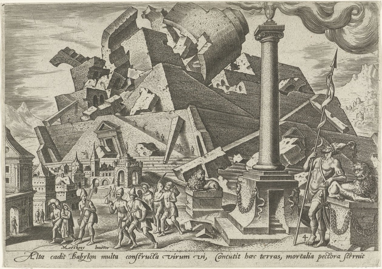 Baabelin tornin tuho The Days of Doom of the Jewish People (sarjan nimi) tekijältä Philips Galle