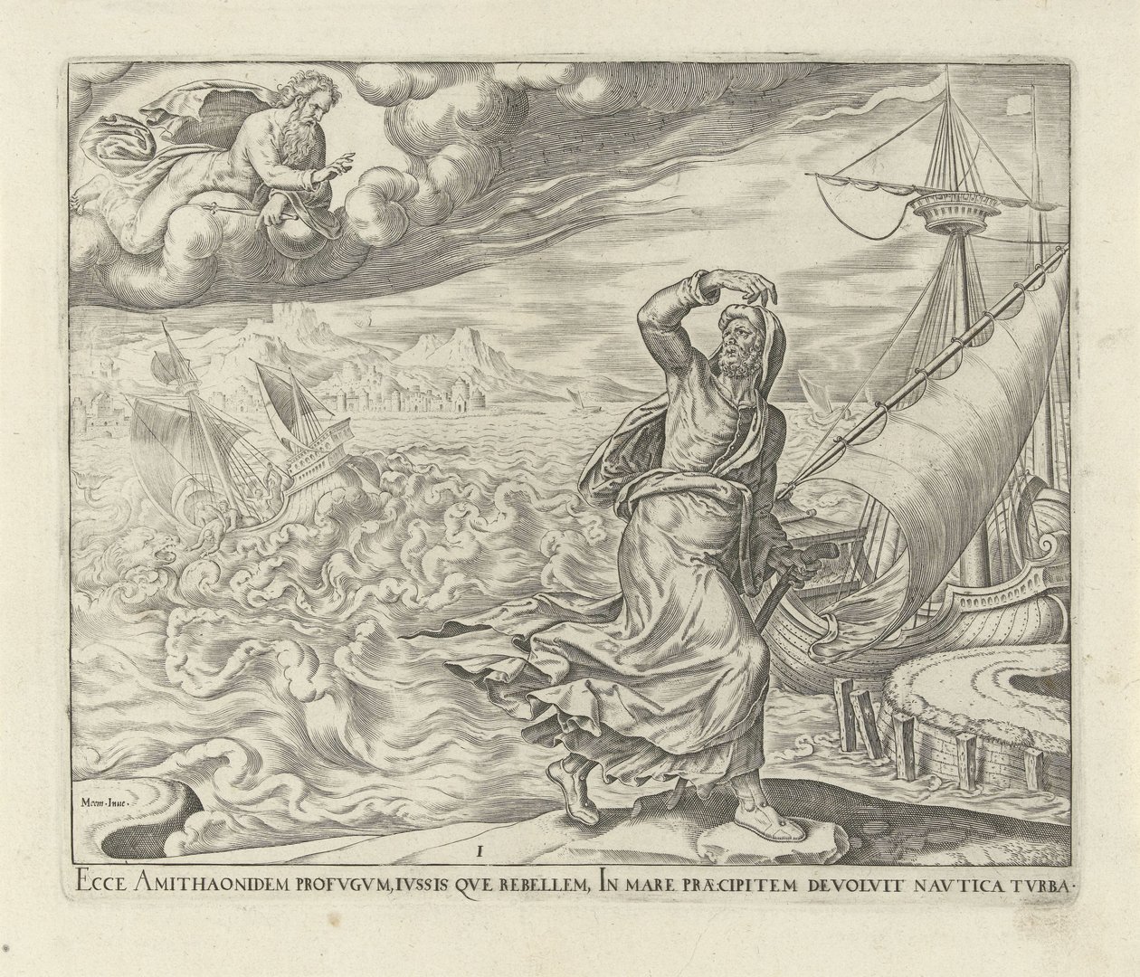 Jumala käskee Joonaa mennä Niniveen History of Jonah (sarjan nimi) tekijältä Philips Galle