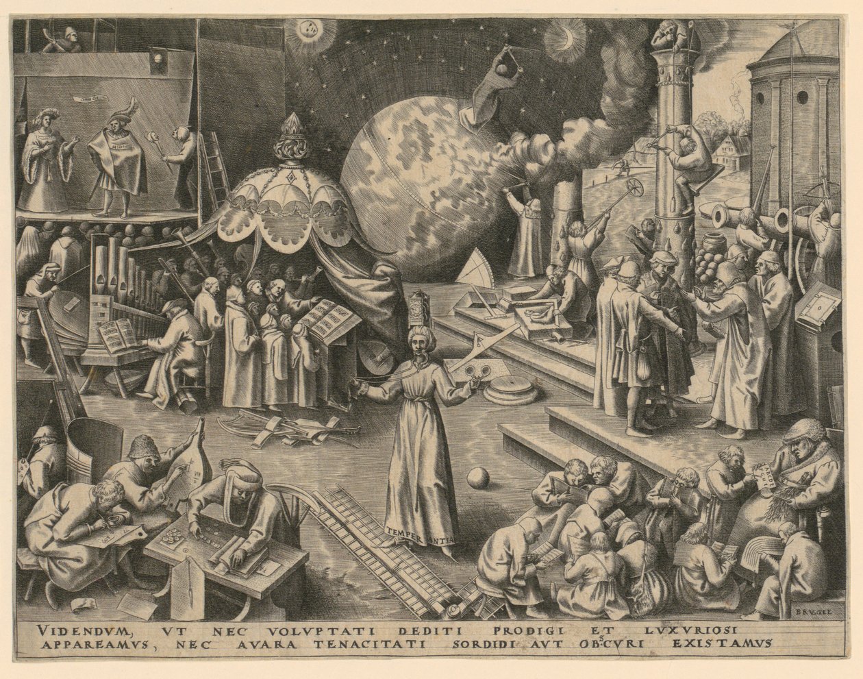 Maltillisuus (Temperantia), sarjan ”Seitsemän hyveä” 7. lehti tekijältä Philips Galle