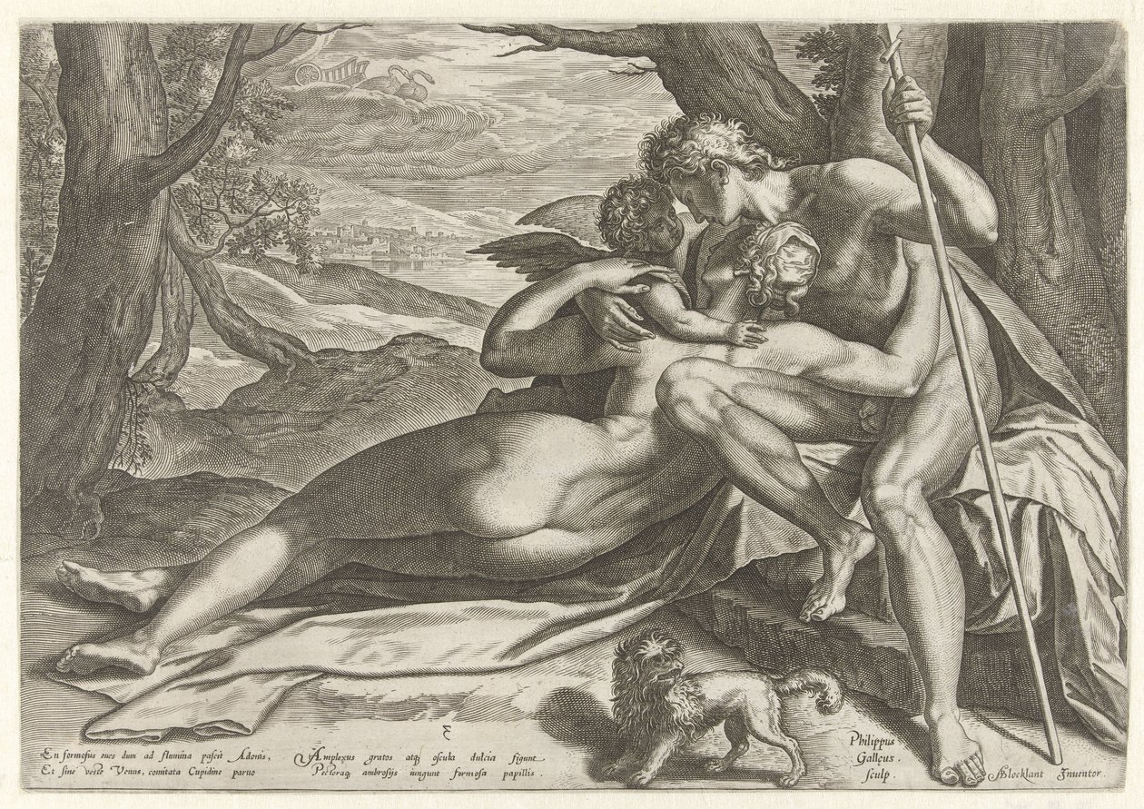 Venus ja Adonis Amorin kanssa The Story of Adonis (sarjan nimi) tekijältä Philips Galle