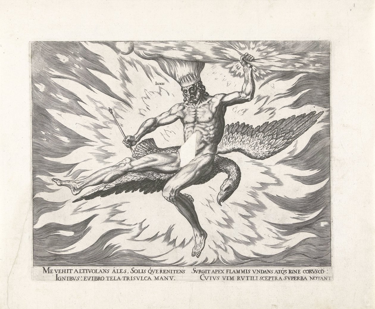 ilotulitus Ignis (otsikko esineessä) The Four Elements (sarjan nimi) tekijältä Philips Galle
