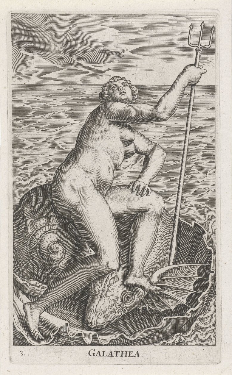 Waternimf Galatea Galatia (otsikko esineessä) Stroom - vesinymfi (sarjan nimi) Nympharum oceanitidum, Ephydridum potamidum naiadum (sarjan nimi) tekijältä Philips Galle