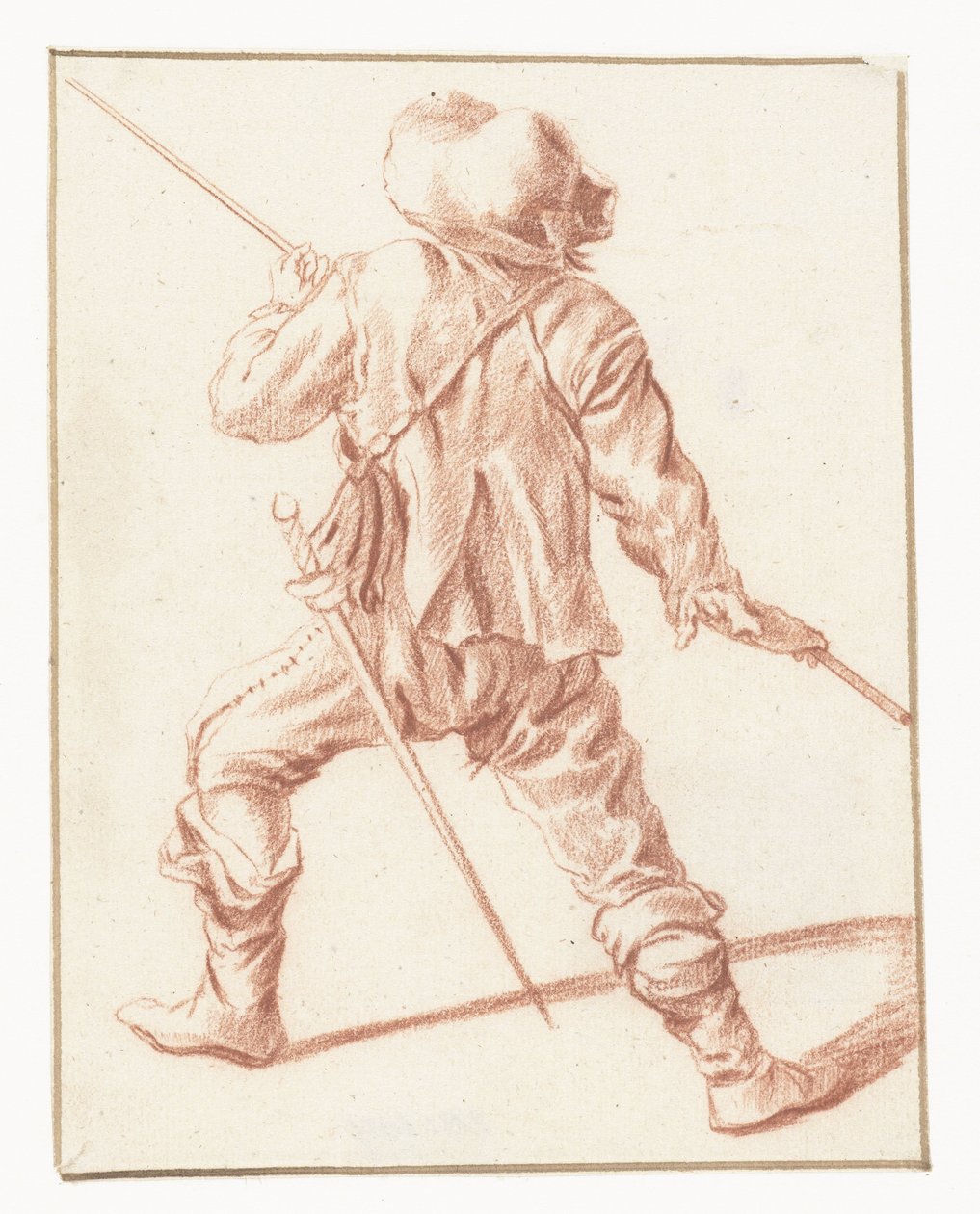 Mies taistelee keihällä, takaa katsottuna tekijältä Philips Wouwerman (copy after)