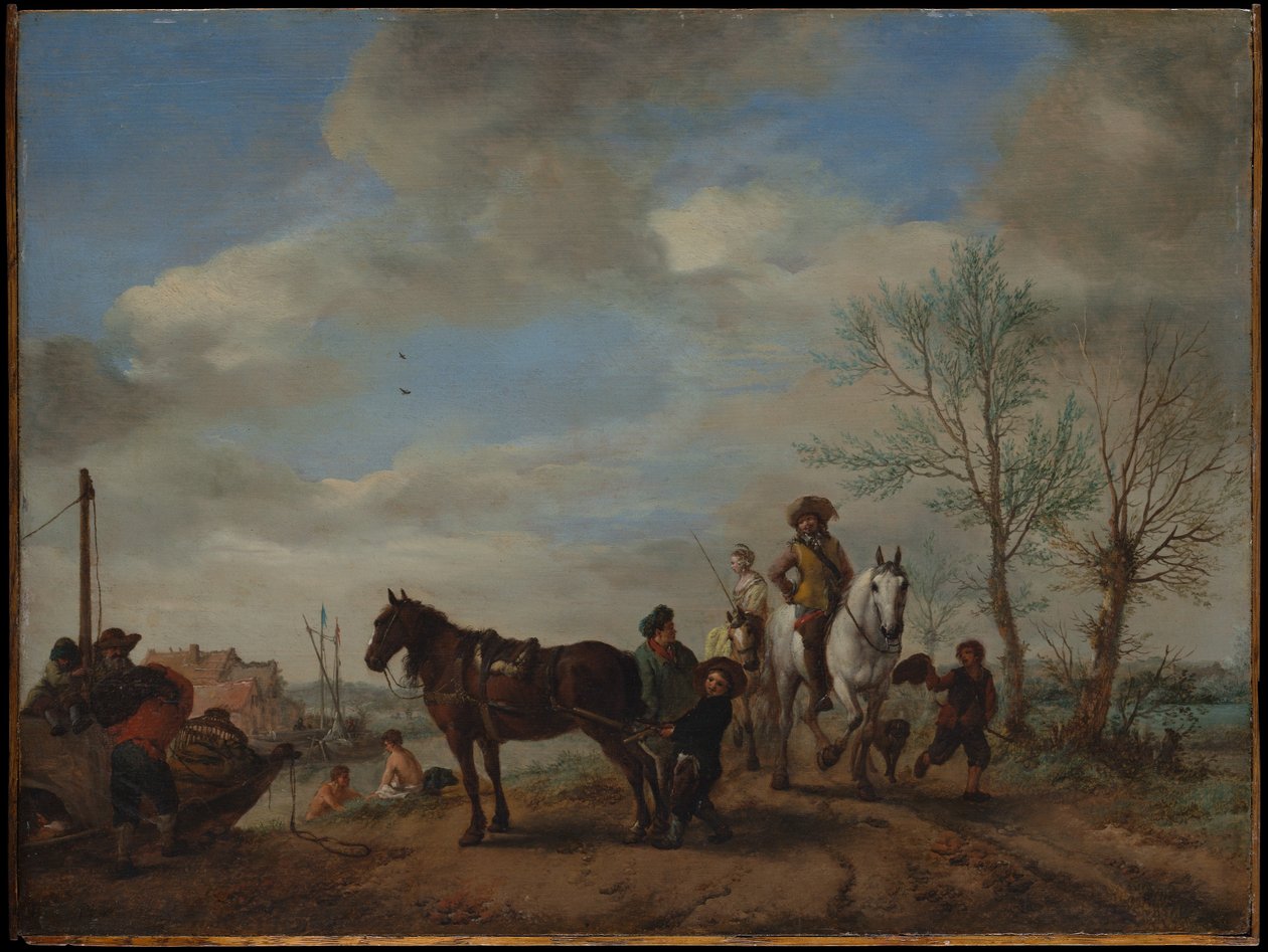 Mies ja nainen hevosen selässä tekijältä Philips Wouwerman