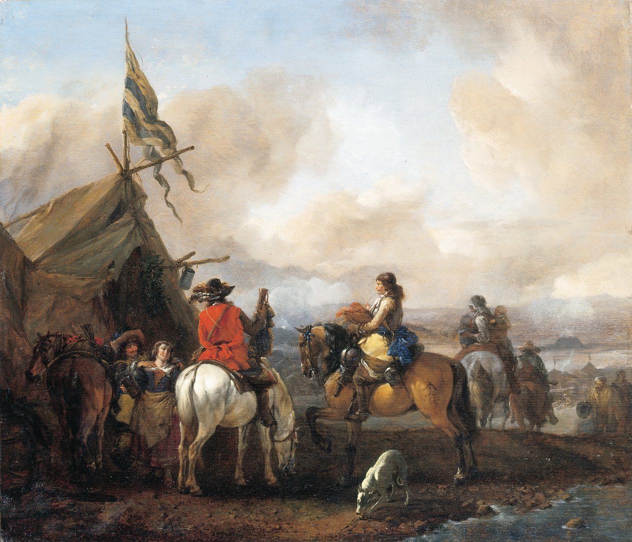 Sotilasleiri ratsujen kanssa tekijältä Philips Wouwerman