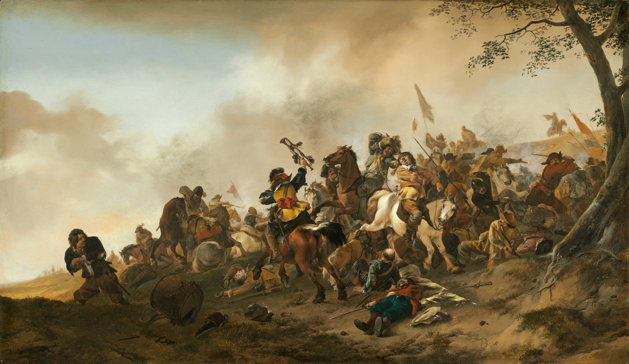 Taistelukohtaus, n. 1645-1645 tekijältä Philips Wouwerman