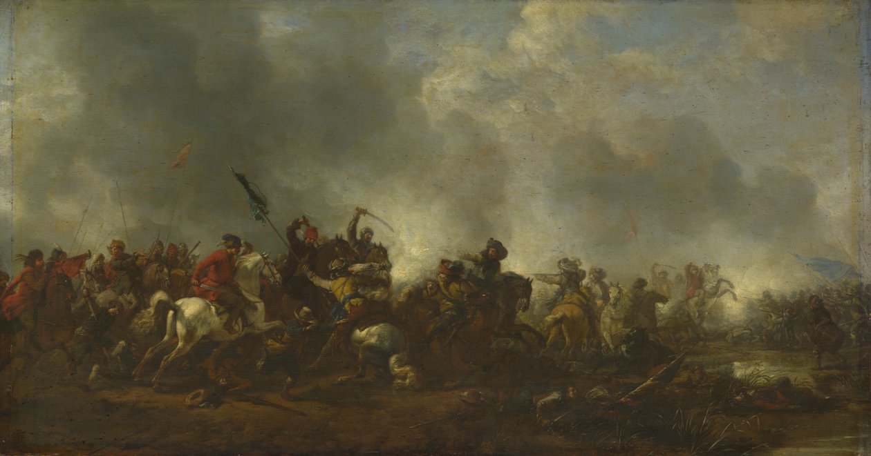 Ratsuväki hyökkää jalkaväkeen, 1656-1668 tekijältä Philips Wouwerman