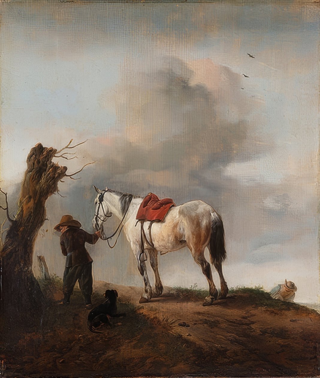 Valkoinen hevonen; hometta. Noin 1646 tekijältä Philips Wouwerman