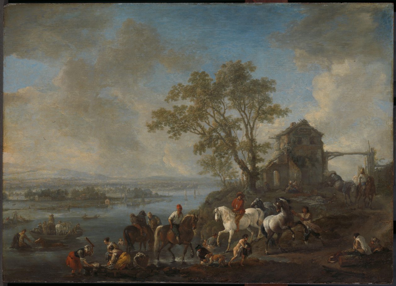 Hevonen joella tekijältä Philips Wouwerman