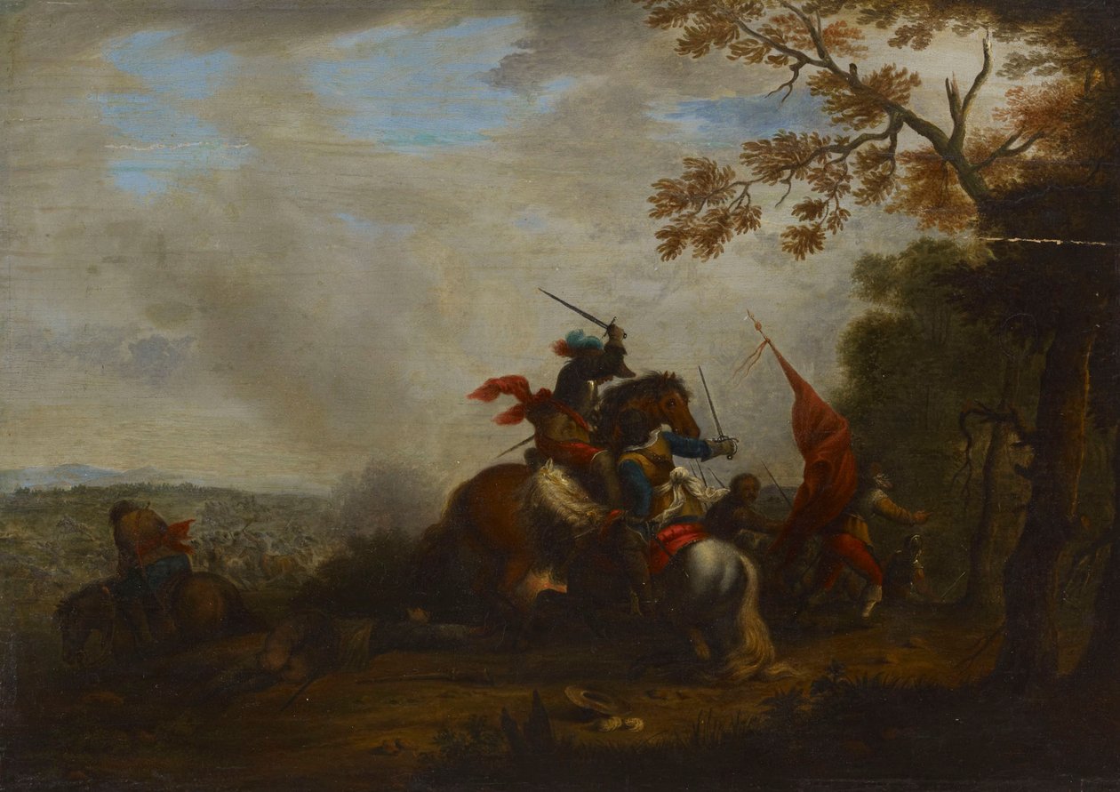 Kohtaus ratsuväkitaistelusta tekijältä Philips Wouwerman
