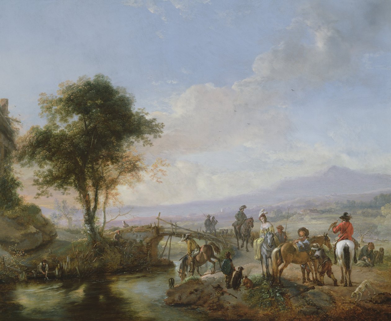 Hawking-bileet (öljy kuparilla) tekijältä Philips Wouwerman