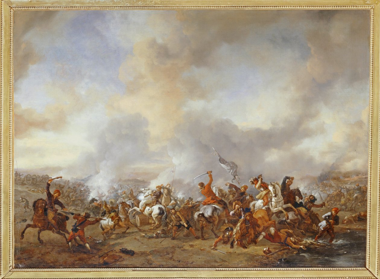 Suuri ratsumiesten ja jalkaväen taistelu ... tekijältä Philips Wouwermans or Wouwerman
