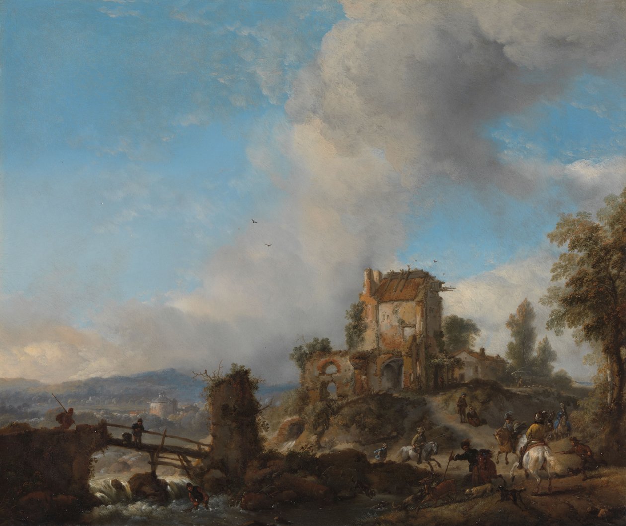 Hirvenmetsästys, noin 1655-1656 (öljy kuparille). tekijältä Philips Wouwermans or Wouwerman