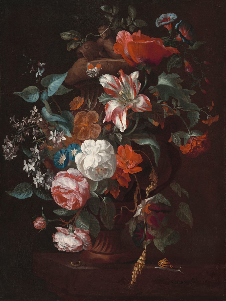 Kukat maljakossa, c. 1700. tekijältä Philips van Couwenbergh