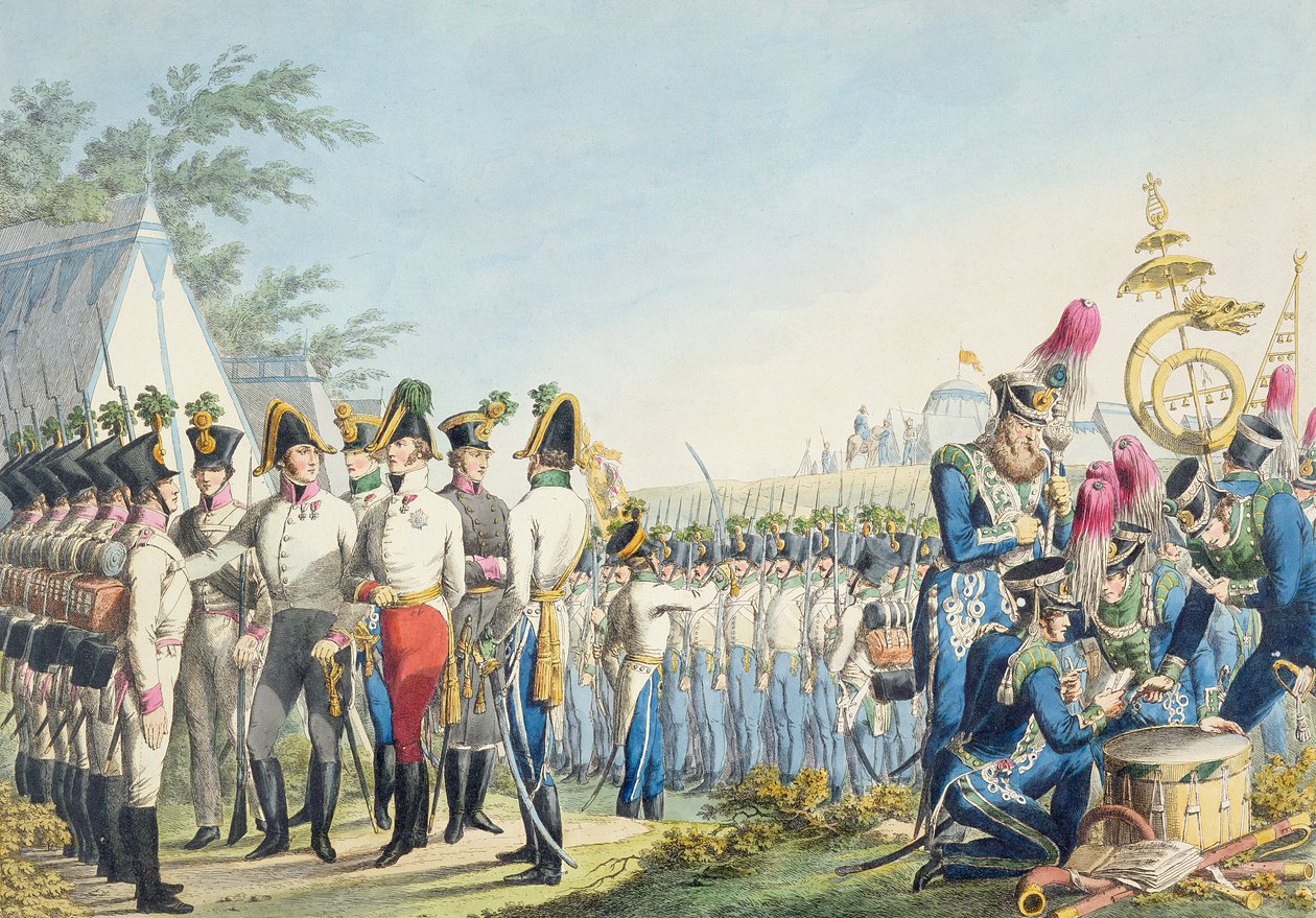 Uusi keisarillinen kuninkaallinen Itävallan kevytjalkaväki Napoleonin sotien jälkeen, n. 1820 tekijältä Phillip von Stubenrauch