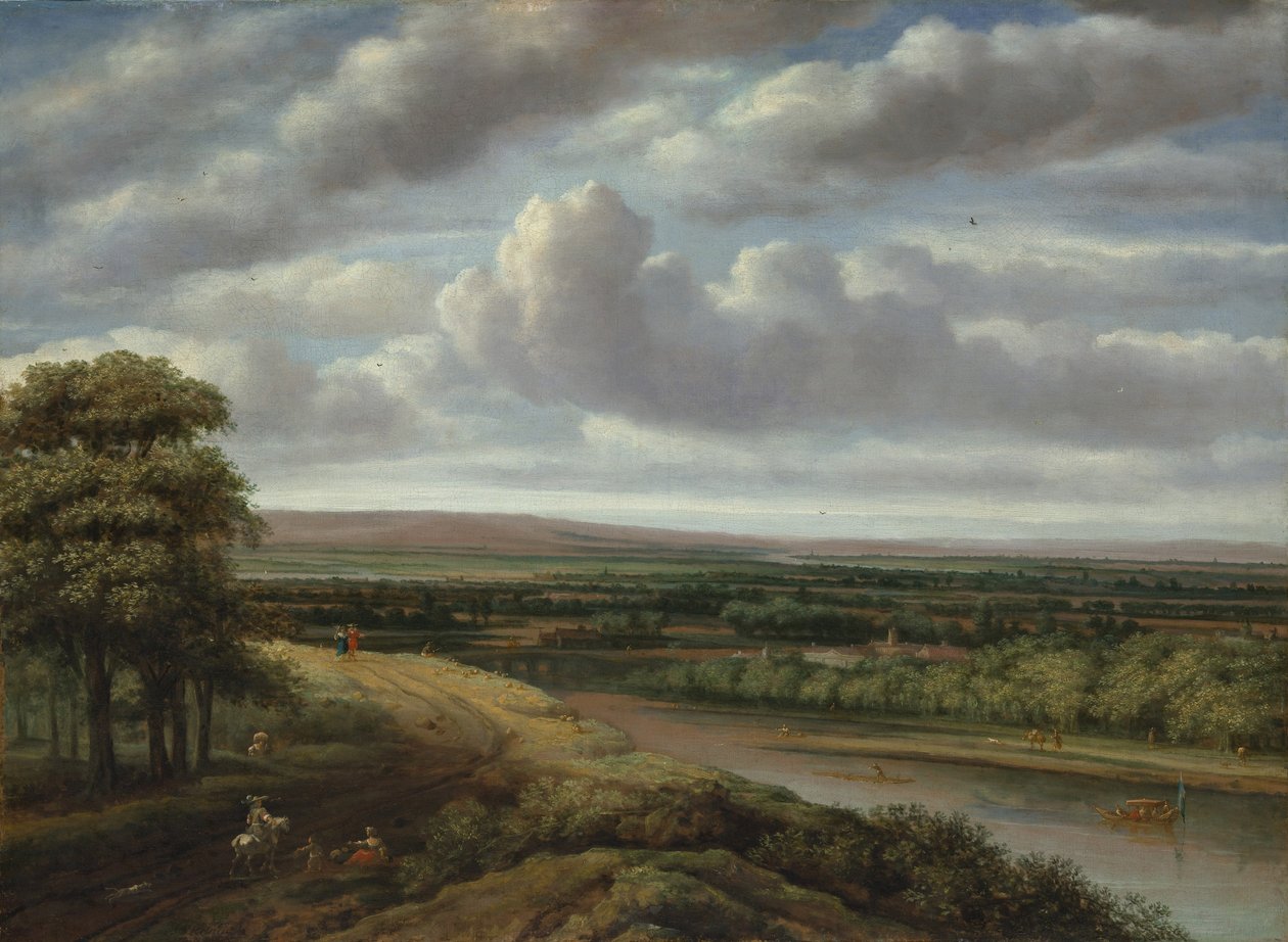 Laaja metsäinen maisema, 1670-luku tekijältä Phillips de Koninck